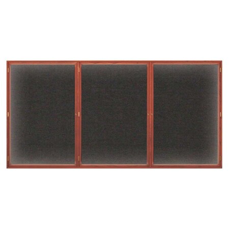 United Visual Products Open Faced Easy Tack Board, 72"x36", White Fabric/Cherry UV9003OEZ-WHITE-CHERRY